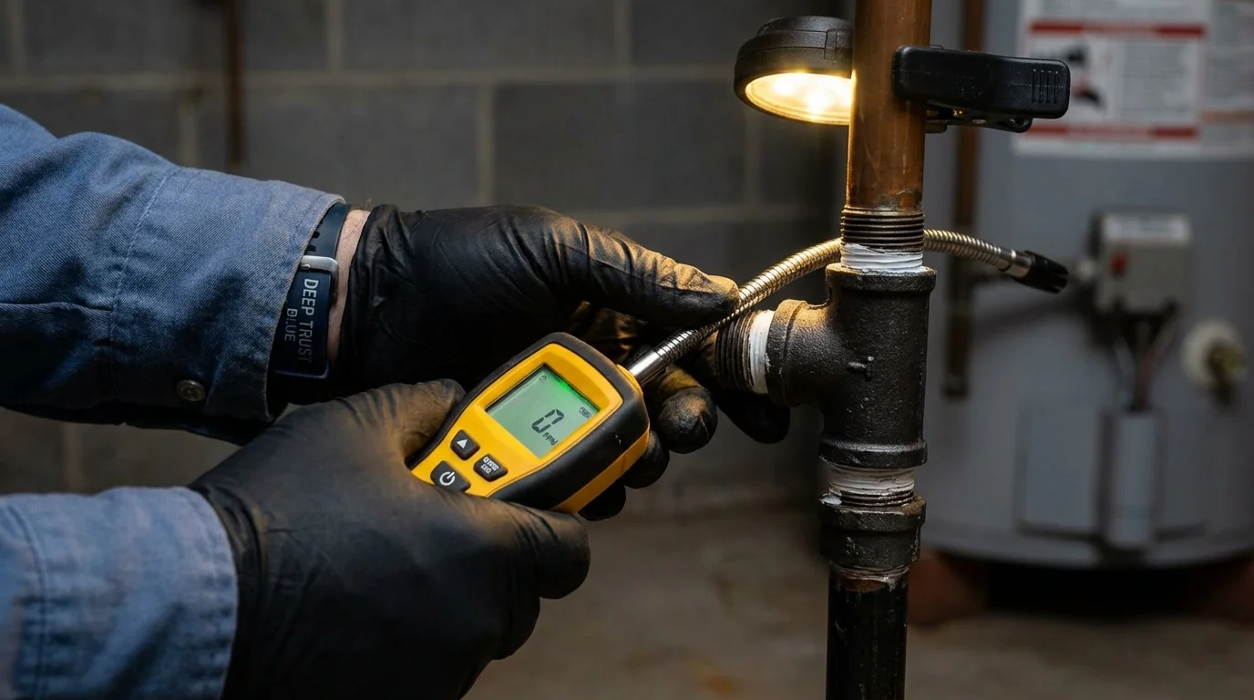 Gas leak detection with electronic sniffer by Johns Plumbing LLC in Marion